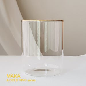 마카 골드림 내열유리 C-01 420ml 쥬스컵 아이스 커피 골드도금 골드링