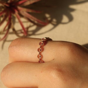 14k 시스루 라운드 퍼플 큐빅 반지