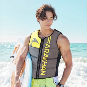 아라칸 성인 경량 구명조끼 슬림 워터파크 부력보조복 그린 50kg