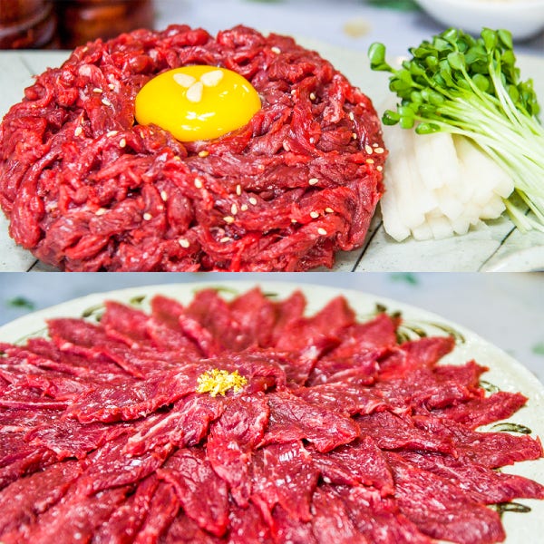 평점4.9 [이겼소 쉐프가 직접 손질하는] 한우 육회 육사시미 뭉티기 신선 당일작업 마장동
