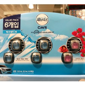 페브리즈 자동차 방향제 6개입 맑은하늘바람 다우니향