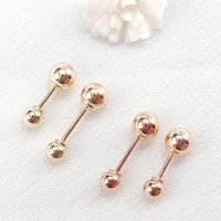 옐로 로즈 골드 14k 볼 피어싱 귀걸이 겸용 바 길이 4mm 6mm 8mm