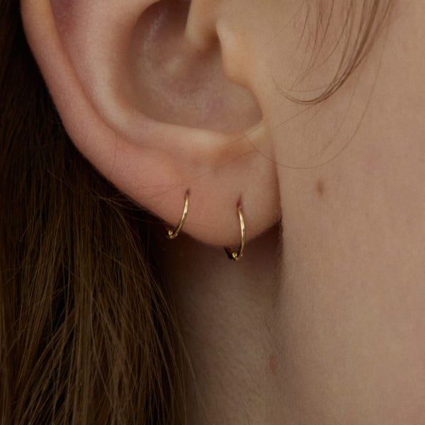르앙 Leang 14k 베이직 미니 원터치 링 귀걸이 4 6 8mm 귓바퀴 링 피어싱