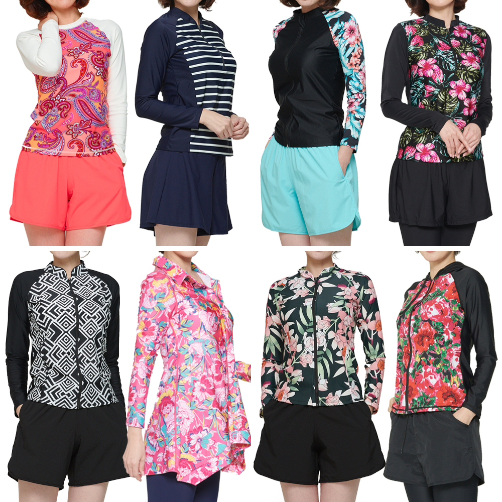 여성용 빅사이즈 중년 스파 수영복 아도르 엄마 래쉬가드 세트 모음