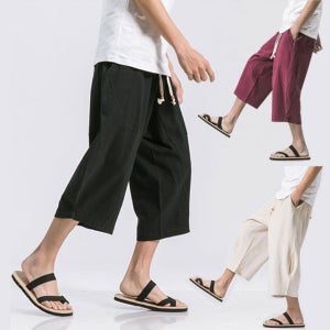 남자 여름 와이드팬츠 린넨 배기 7부바지 빅사이즈