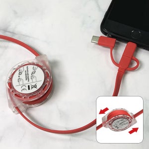 3in1 마이크로 5핀 아이폰 8핀 C타입 멀티 USB 릴 고속충전케이블