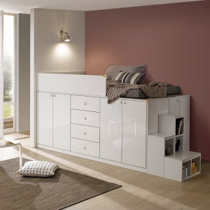 레몬가구 샤이닝페르시아 낮은 벙커침대 계단 옷장서랍포함 공간활용 슈퍼싱글 초등 수험생 성인