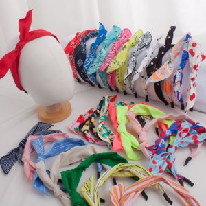 무지 리본 페이즐리 스트라이프 얇은 반다나 머리띠 헤어밴드 모음