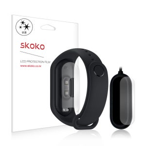 스코코 샤오미 미밴드4 유광 후면+충전기 측후면 외부보호필름 3매