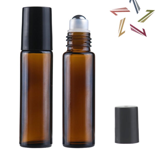 단단한 갈색 롤온 공병 10ml 향수 아로마 탈모 두피 오일 에센스 유리 롤러볼 용기