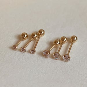 14k 미니 큐빅 피어싱 2mm 3mm 금 귀걸이 귓볼 귓바퀴 골드 피어싱