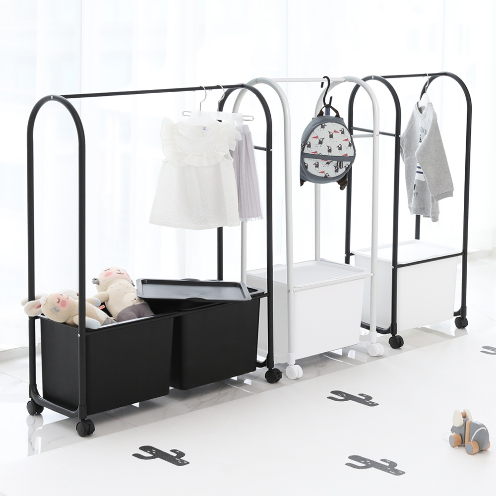 아이팜 룩 트롤리 행거 정리함 1단 유아 어린이 옷걸이 2단