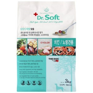 더독 닥터소프트 반습식 말랑한 강아지사료 치킨+노령견, 3kg, 1개