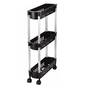 아이미디어 이동식 3단 슬림선반 키친 틈새선반 블랙