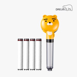 대림바스 카카오프렌즈 녹물 염소 필터 샤워기 라이언+교체필터 4개 세트