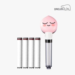 대림바스 카카오프렌즈 녹물 염소 필터 샤워기 어피치+교체필터 4개 세트