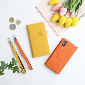 아이폰XS맥스 XS XR 지갑형 다이어리 소가죽 물결 수제 핸드폰케이스