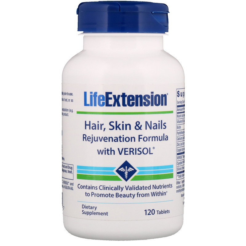 <b>라이프</b>익스텐션 <b>피부</b> 헤어 손발톱 영양제 120정 <b>Life</b> Extension, Hair, Skin &amp; Nails Rejuvenation Formula <b>with</b> VERISOL 12