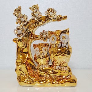 금장 꽃 가지 부엉이 장식 소품