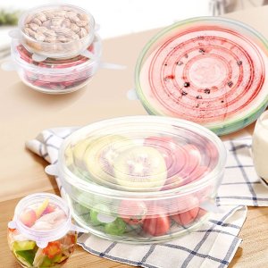 에코 실리콘 뚜껑 밀봉 랩 6P구성 [요술 덮개 주방 만능 다용도 반찬 밀폐 환경 친구]