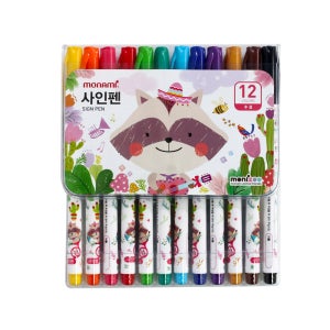 모나미 싸인펜 SET MONIZOO 사인펜 12색 (여아용)