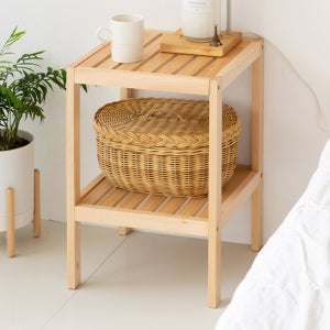 코지니아 원목 선반장 주방 틈새 수납 우드 조립 장식장 현관 팬트리 2단