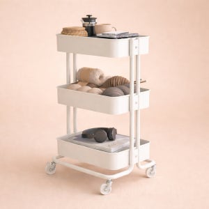 <b>이케아</b> 트롤리 주방 카트 대형 로스코그 화이트 35X45X77 cm