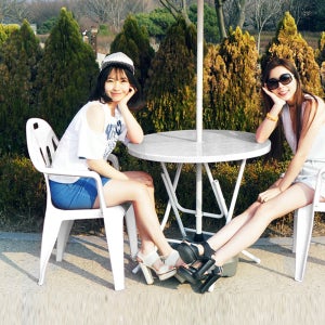 접이식 편의점테이블 행사 캠핑 비치 의자 FRP 2단파라솔