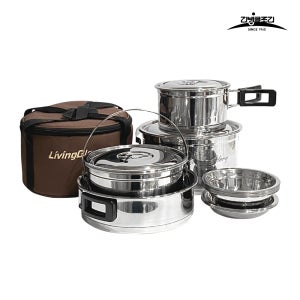 리빙글로리 스텐 트렌디 코펠세트 20P 스테인리스 식기세트 캠핑코펠