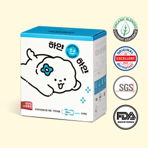 유기농순면생리대 하얀하얀 순면흡수체 안심형 대형, 10개입, 1팩