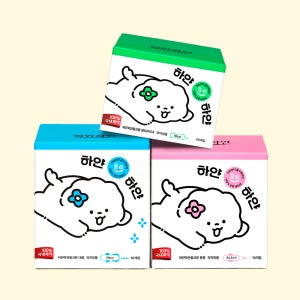 유기농순면생리대 하얀하얀 순면흡수체 대형,중형,라이너3팩