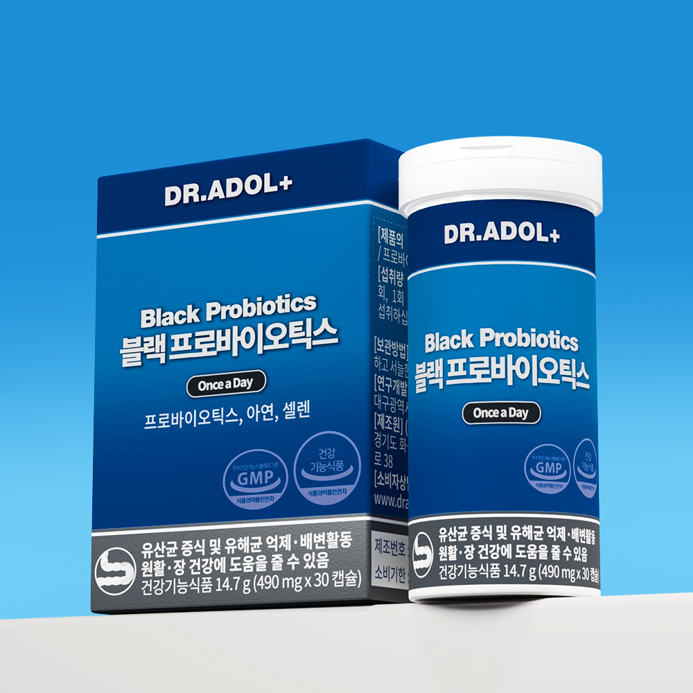 <b>닥터아돌</b> 블랙 프로바이오틱스 iff 징크 유산균 1개월분 1박스