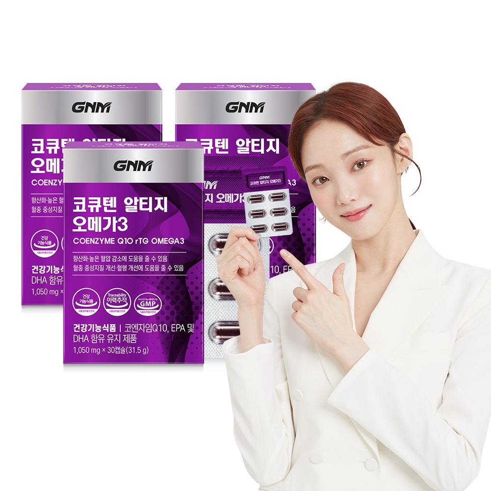 <b>GNM</b> 코큐텐 알티지 <b>오메가3</b> / 코엔자임Q10 30캡슐, 3개