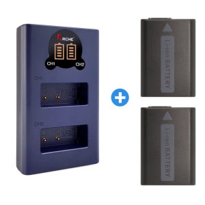 무료 NP-FW50 LCD 듀얼 충전기+배터리 2개 NEX-3 5 C3