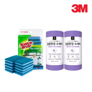 3M 항균 코팅용기용 수세미 / 리빙샵 깔끔한장 수세미