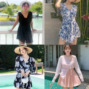 여자 빅 사이즈 수영복 체형커버 원피스 비치 유교걸 수영복 블랙 레이스 호캉스 호텔