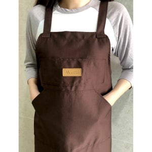 (자체제작) 미술용 롱 앞치마 - 다크브라운 (초코색)
