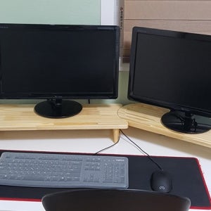 우드핏 원목 듀얼 모니터 받침대 1단 기본 완제품 각도조절 (오목540+볼록540)