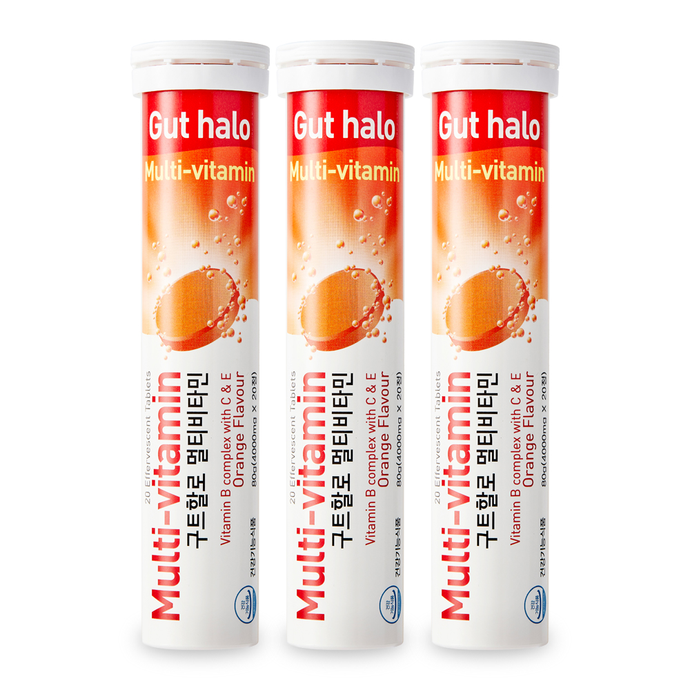 구트할로 멀티 발포 <b>비타민</b> 오렌지맛 4,000mg 20정, 3개