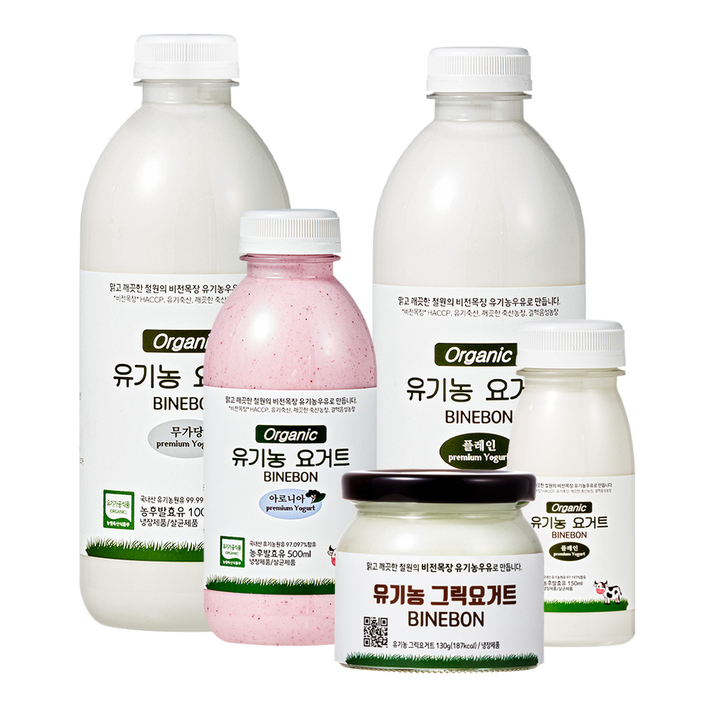 Cheorwon Binebon Organic HACCP Unsweetened Yogurt 500ml, 2 pcs