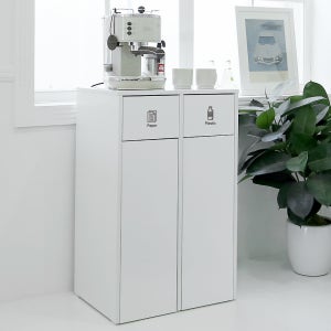 E0자재 가정용 업소용 사무용 재활용 분리수거함 2칸 70L, 화이트 (ST9653)