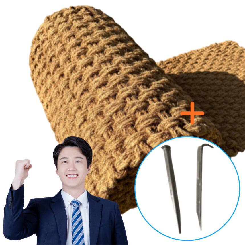 야자매트 폭0.6m 길이 1m 두께35mm 고품질 주차장 농막 마당 공공기관 납품용