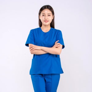 깅스스토리 빅사이즈 간호복 의사가운 실습용 간호사복 병원복 물리치료사복 수술복 상의 남여 160까지 B-1402 라운드넥 블루