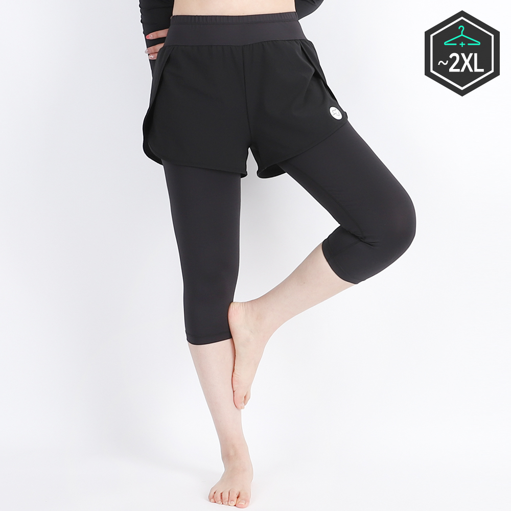 여자 워터레깅스 하이웨스트 스윔 비치 빅사이즈 수영복 나비 7부 블랙M 반바지 88 99