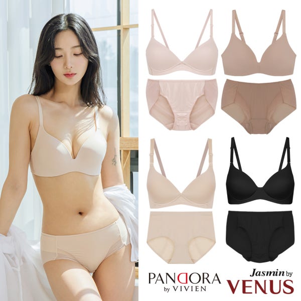 비너스 브라 팬티 세트 속옷 풀컵 몰드 노와이어 심리스 빅사이즈 C컵 D컵 E컵 베이직