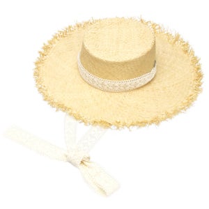 레이스 리본라피아햇 여성 왕골모자 여름 밀짚모자