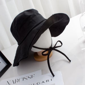 린넨 블랙 와이어 버킷햇