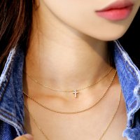 14K18K 미니 미니 십자가 초커 목걸이 (14K 18K GOLD)