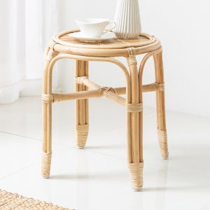 라탄 티테이블 대나무 원형 간이 보조테이블 거실 미니탁자 침대 협탁 우드