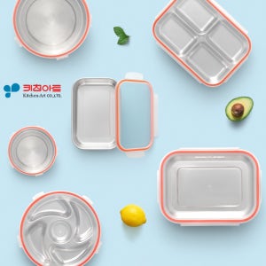 키친아트 아트락 밀폐 용기 반 찬 통 나눔 스텐 원형 김치 세트 합 보관 스테인레스 사각